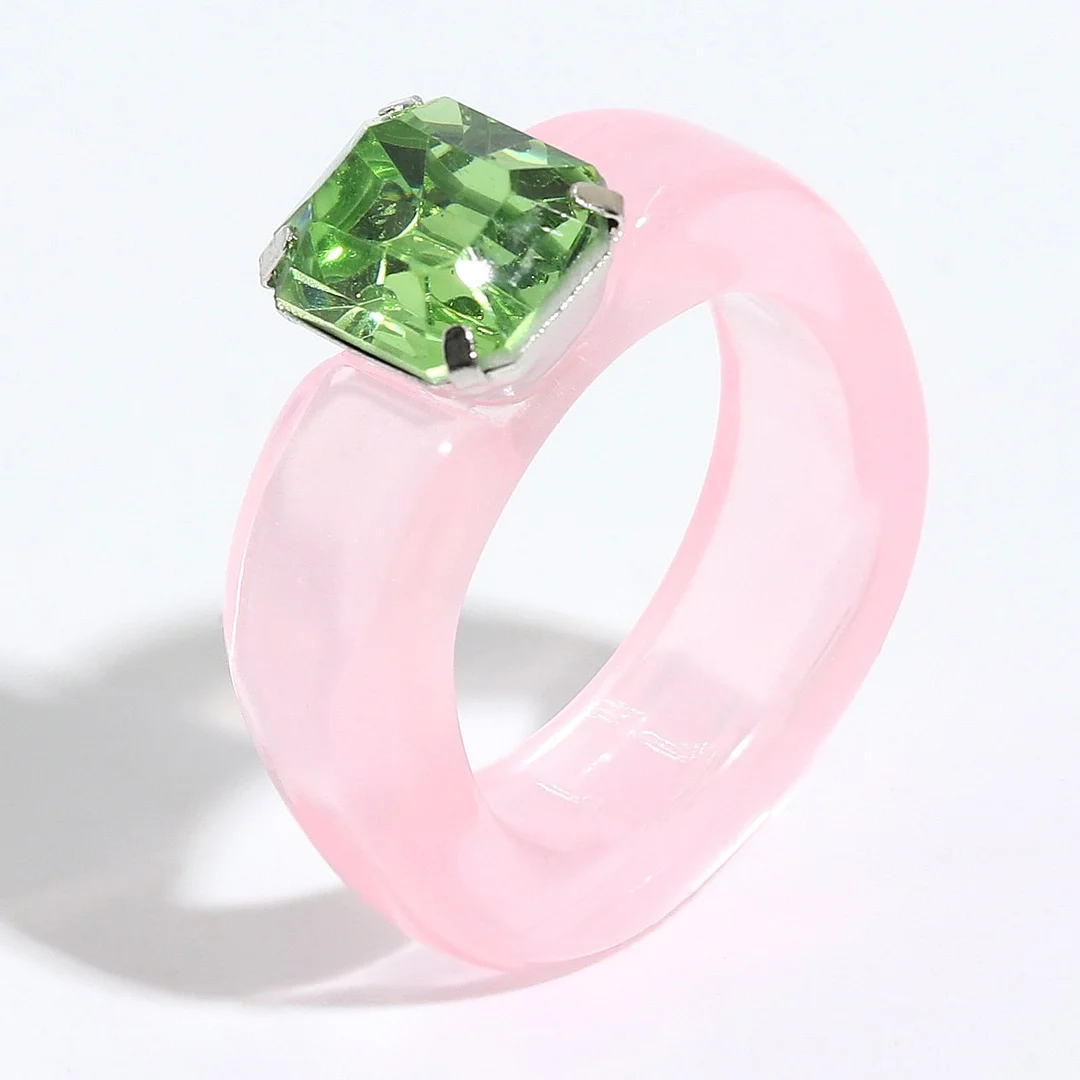 Dvacaman 2021 New Trendy Colorful Dripping Oil Resin Rhinestone Geometric Rings Hand-Painted Open Rings for Women Party Jewelry