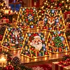 DIY Wooden Diamond Painting Pearl Tent House with Lights, Holiday Tabletop Art Craft Kit with String Lights, Christmas Home Decor Gift