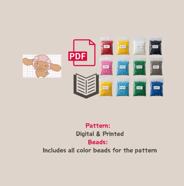 Strawberry Mocha Pixel Pattern Fuse Bead Kit  | Cute DIY Fuse 1764 Beads Set