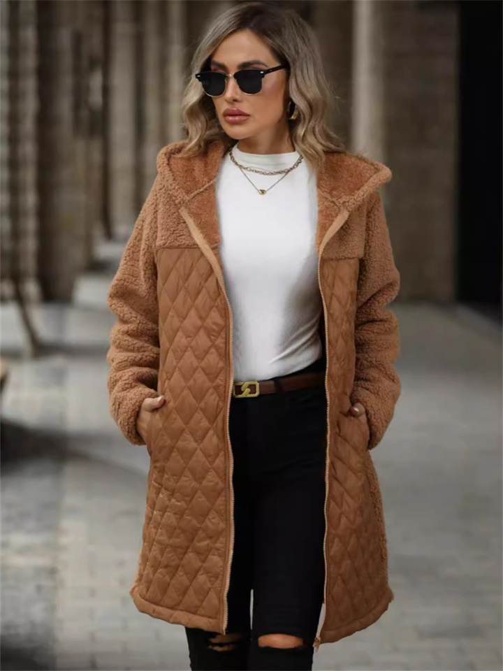 Flash Velvet Fall and Winter New Women's Loose Hooded Zipper Plush Coat Jacket