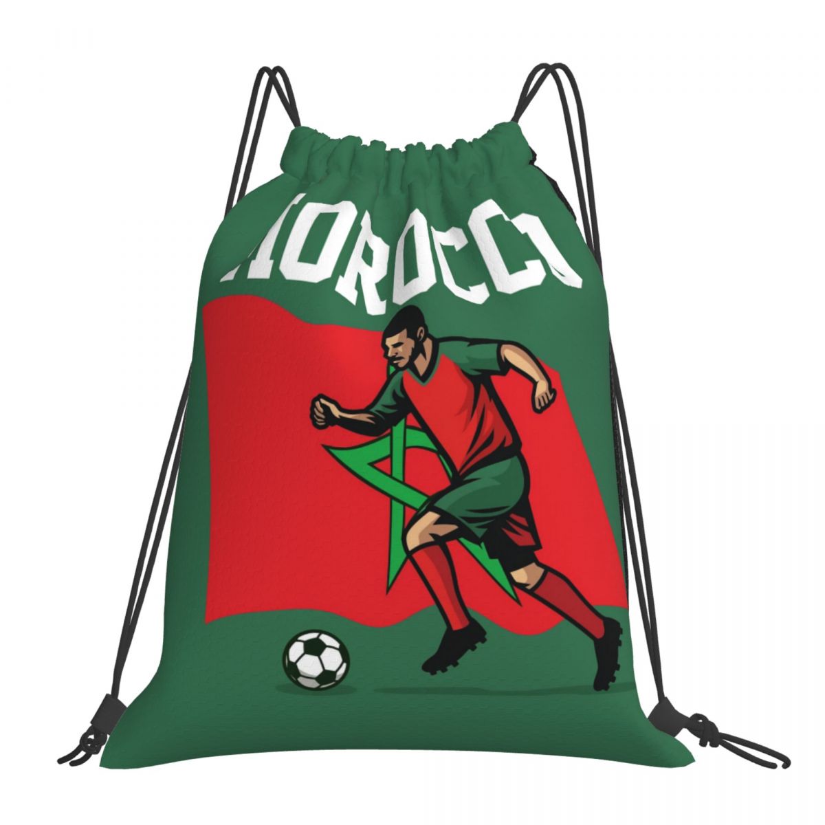 Morocco Soccer Player Waterproof Adjustable Lightweight Gym Drawstring Bag
