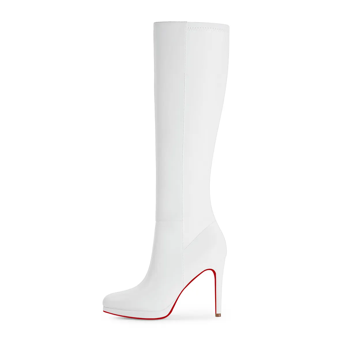 105mm/4.1 Inch Fashion Knee High Boots Platform Heel Boots Red Bottoms Shoes-vocosishoes
