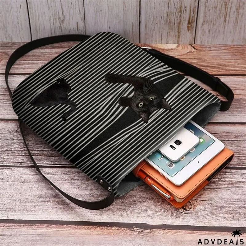 Cute Cat Striped Adjustable Crossbody Bags