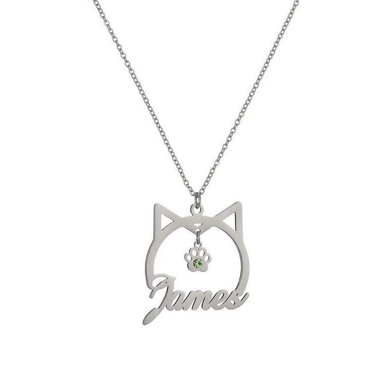 Cat Paw Name Pendant Necklace