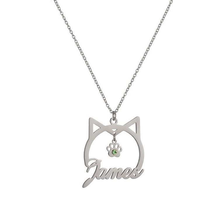 Cat Paw Name Pendant Necklace