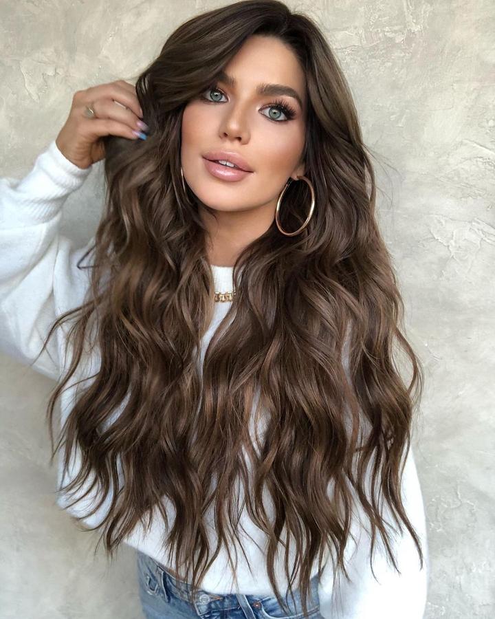 2021 Tea Brown Long Curly Hair