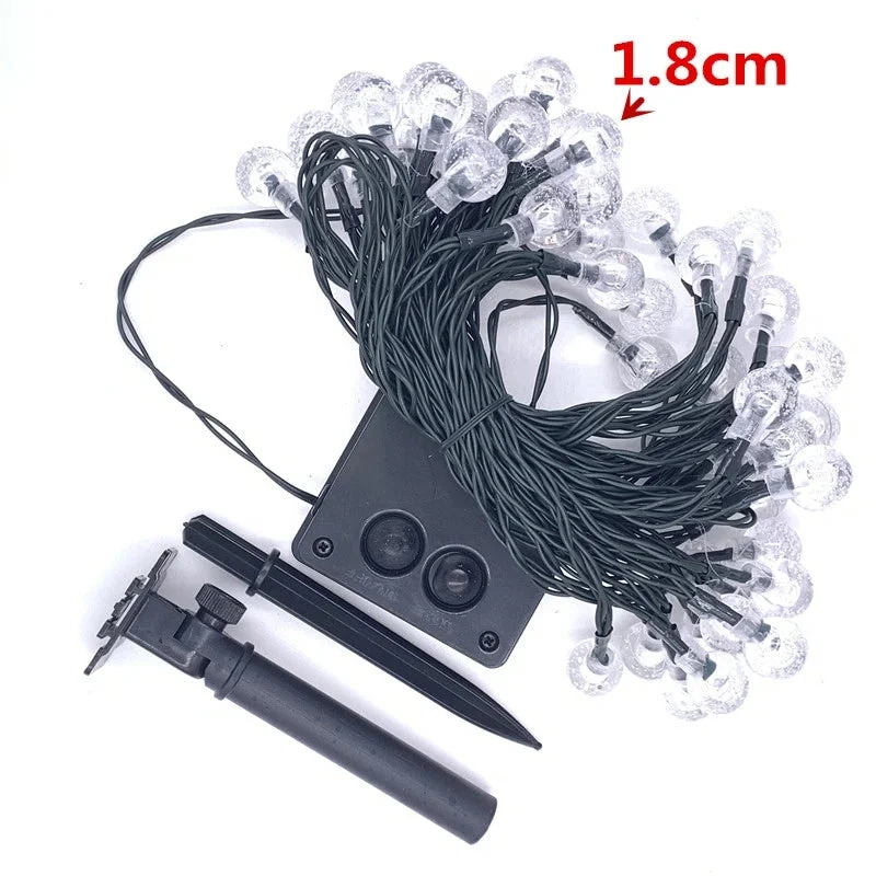 5M 7M 10M Solar Crystal Ball Lamp, LED String Lights Flash Waterproof Fairy  For Outdoor Garden Decoration