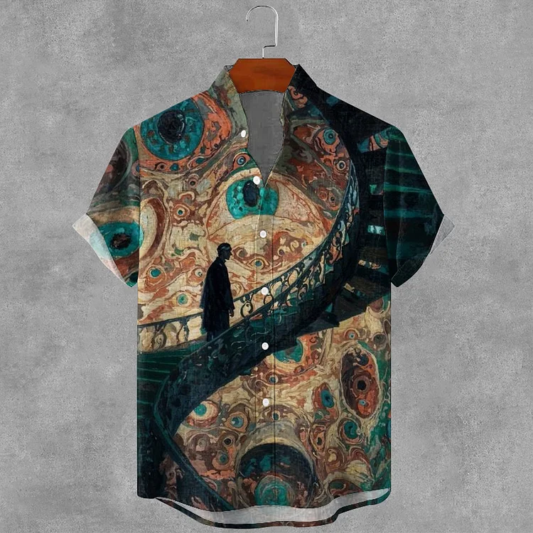 Simpfit Gemütliches Fantasy Art-Hemd aus Nachahmung aus Nachahmung aus Baumwolle und Leinen für Herren