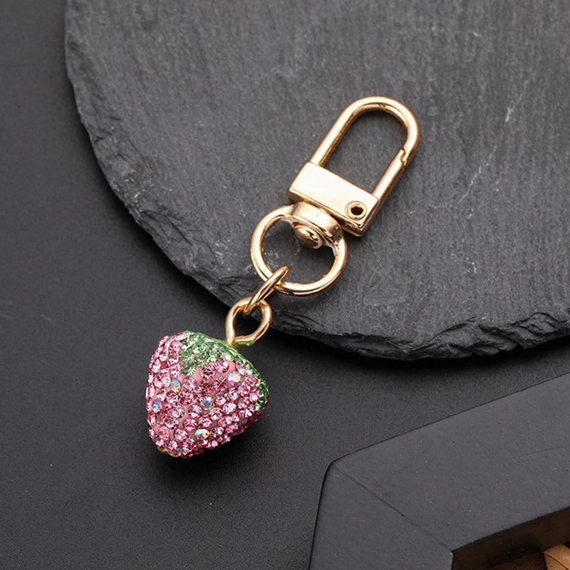 5 Pieces Cute Strawberry Clay Unisex Bag Pendant Keychain