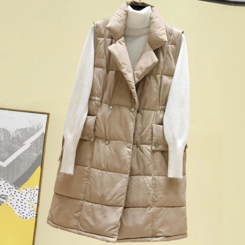 Winter Down Coats Women Long Vest 2021 Ladies Stand Collar Sleeveless Jacket Female Padded Gilets Quilted Coats Chaleco Mujer