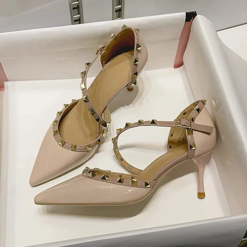 Breakj Breakj Water Drill Buckle And Heel 2025 Summer New Women's High Heels Women's Shoes Large Women's Shoes