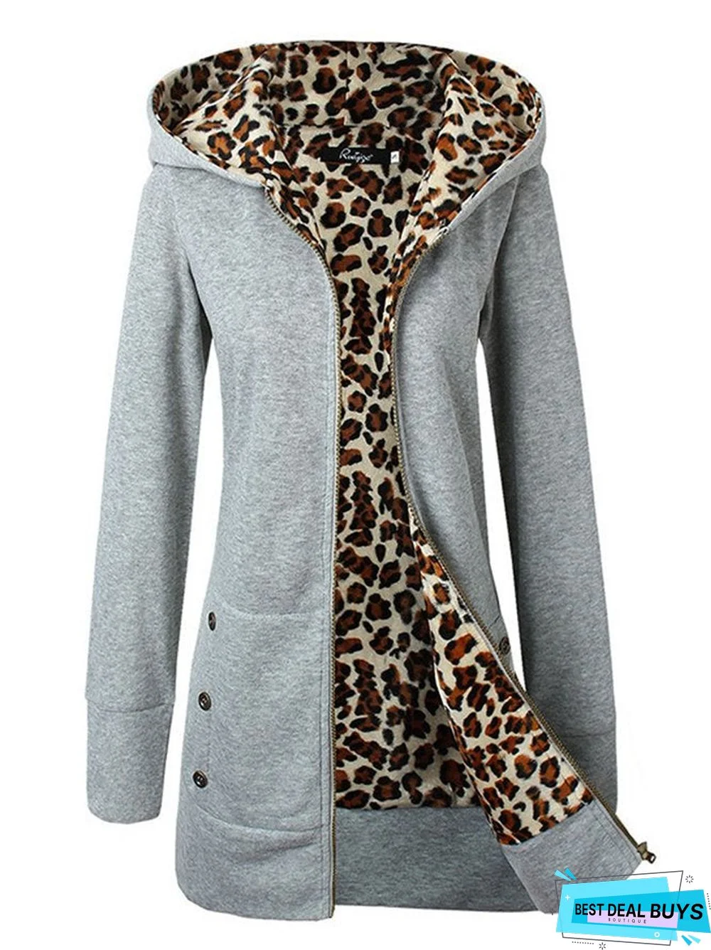 Hooded Leopard Simple Cotton Regular Fit Outerwear