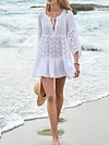 Hollow Three-Quarter Sleeves Cover-Ups Tops