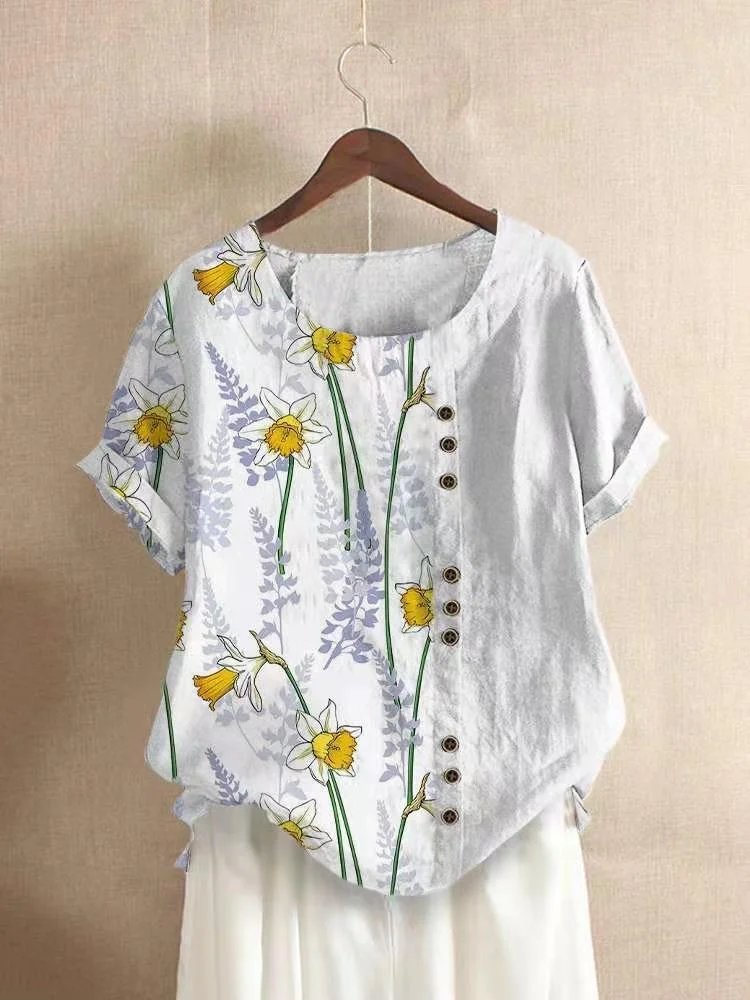 Print Stitching Fashion Plus-Size Shirt