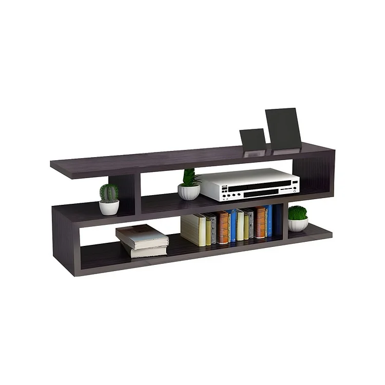 Modern Wood TV Stand with Open Shelving and Shelves Included
