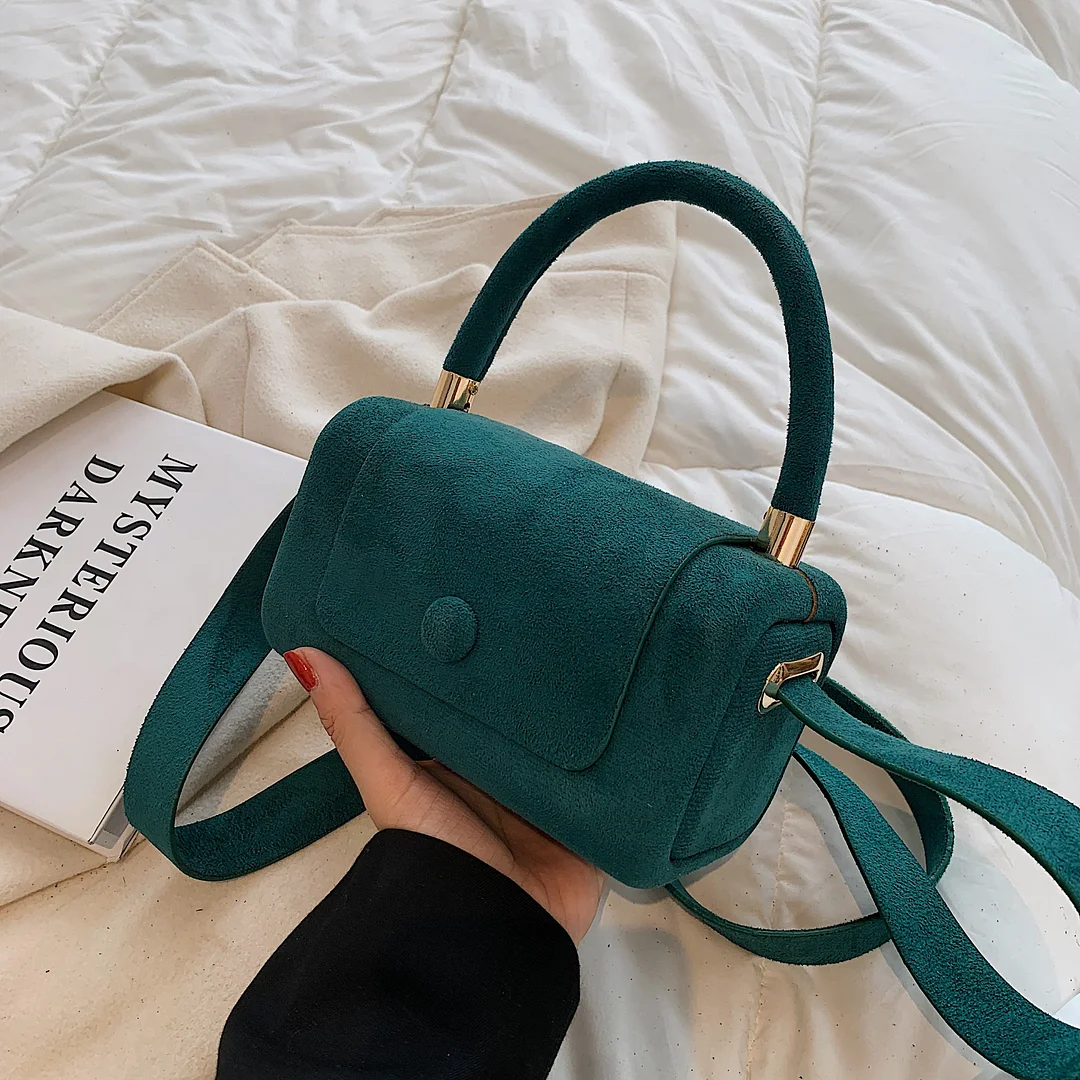 էѧӧܧ Small Vintage Faux suede Underarm Baguette Shoulder Crossbody Bags For Women 2021 Winter Simple Handbags and Purses