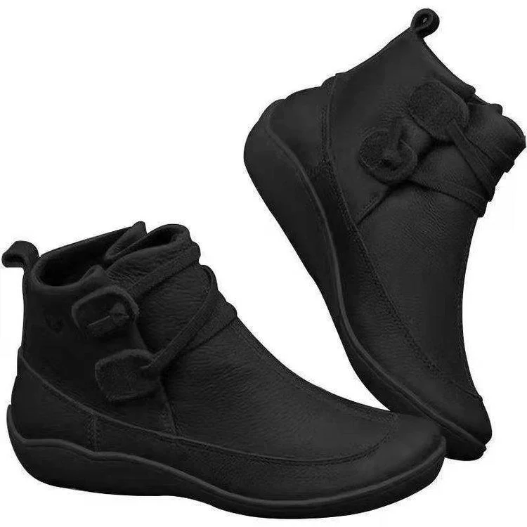 Women plus size clothing Black - Women Round Toe Rubber Sneakers Boots-Nordswear