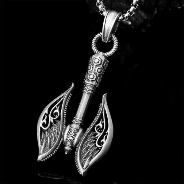 Sterling Silver Nordic Double Axe Viking Pendant Necklace