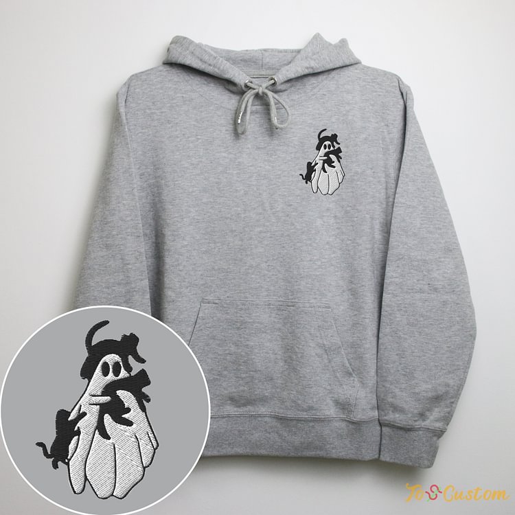 TOSCUSTOM™ Cheap Personalized Hoodies Custom Ghost Cats Spookey Season Hoodie