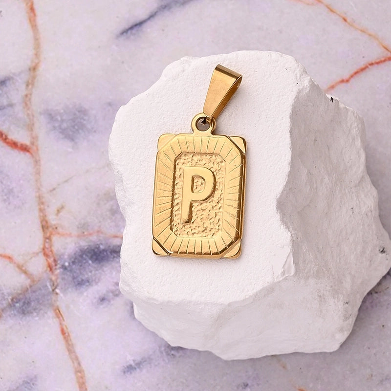 1 Pc/Package 27x17mm 10x5mm 304 Stainless Steel 18K Gold Plated Letter Simple Polished Pendant Jewelry Accessories