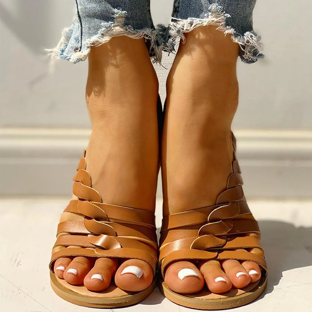 2020 Women's Office Sandals Gladiator Casual Flat Beach Vacation Summer Shoes Woman Sandals Big Size 43