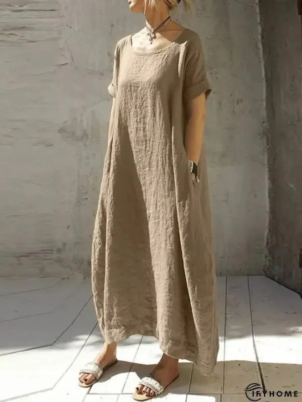 Women's Casual Dress Shift Dress Loose Dress Plain Pocket Crew Neck Midi Dress Active Fashion Daily Going out Half Sleeve Loose Fit Green Spring Summer S M L XL XXL | IFYHOME