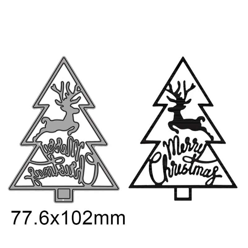 Merry Christmas Tree With Elk Metal Cutting Dies For DIY Scrapbook Cutting Die Paper Cards Embossed Decorative Craft Die Cut New