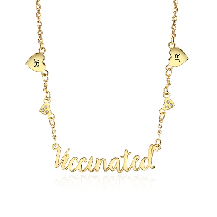 Personalized Vaccinated Name Necklace with Heart Charm Necklace