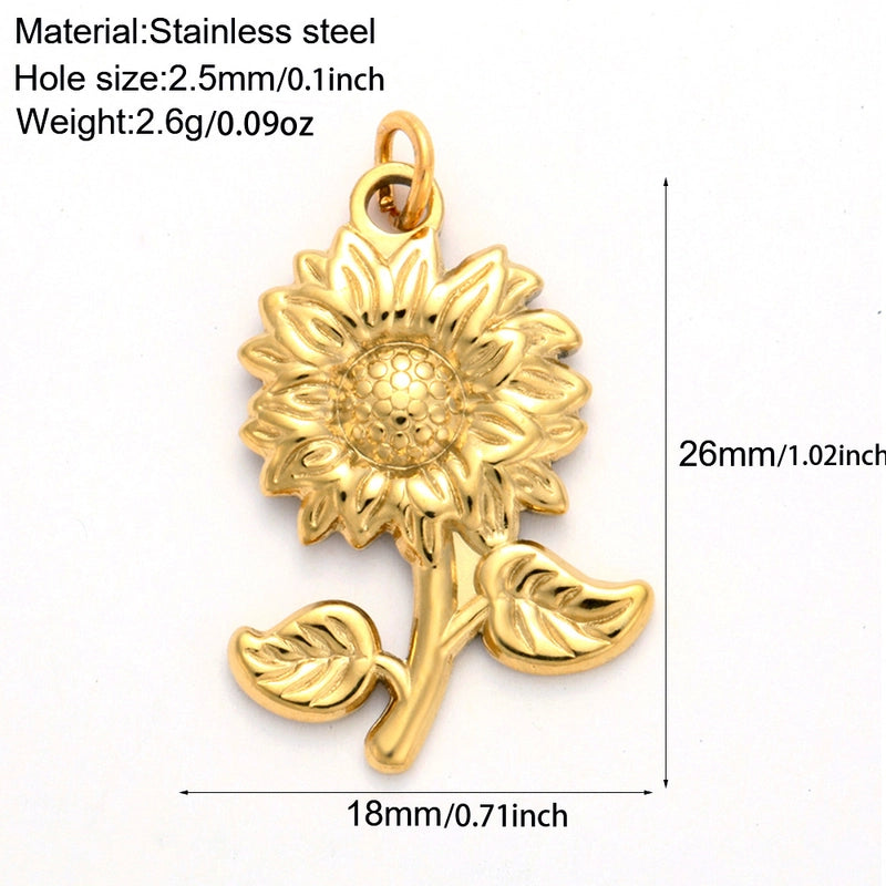 1 Piece 304 Stainless Steel Sunflower Compass Shark Pendant Jewelry Accessories