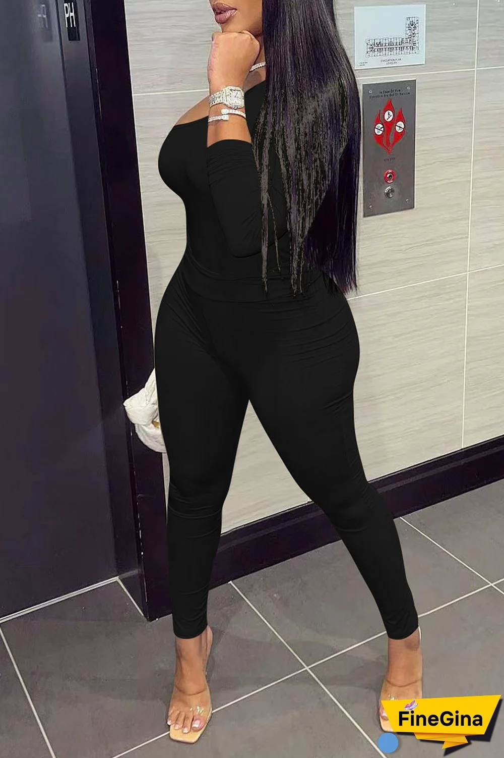 Red Sexy Solid Patchwork Oblique Collar Long Sleeve Two Pieces