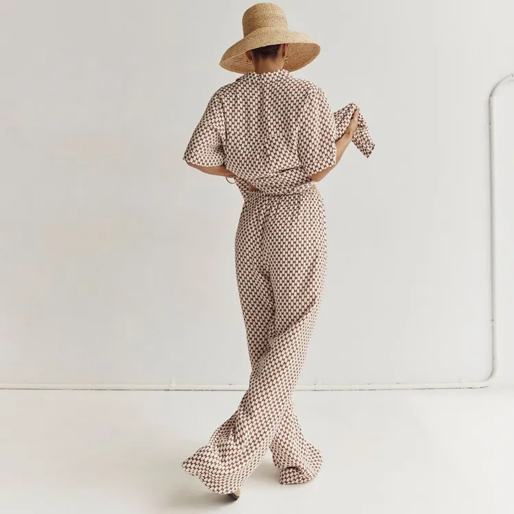 Churchf Churchf Women's Summer New Print Suit Short-Sleeved Shirt With High-Waisted Trousers Casual Two Sets For Women
