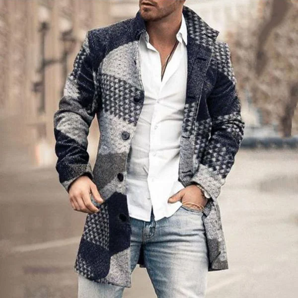 Men's Fashion Casual Geometric Print Jacket