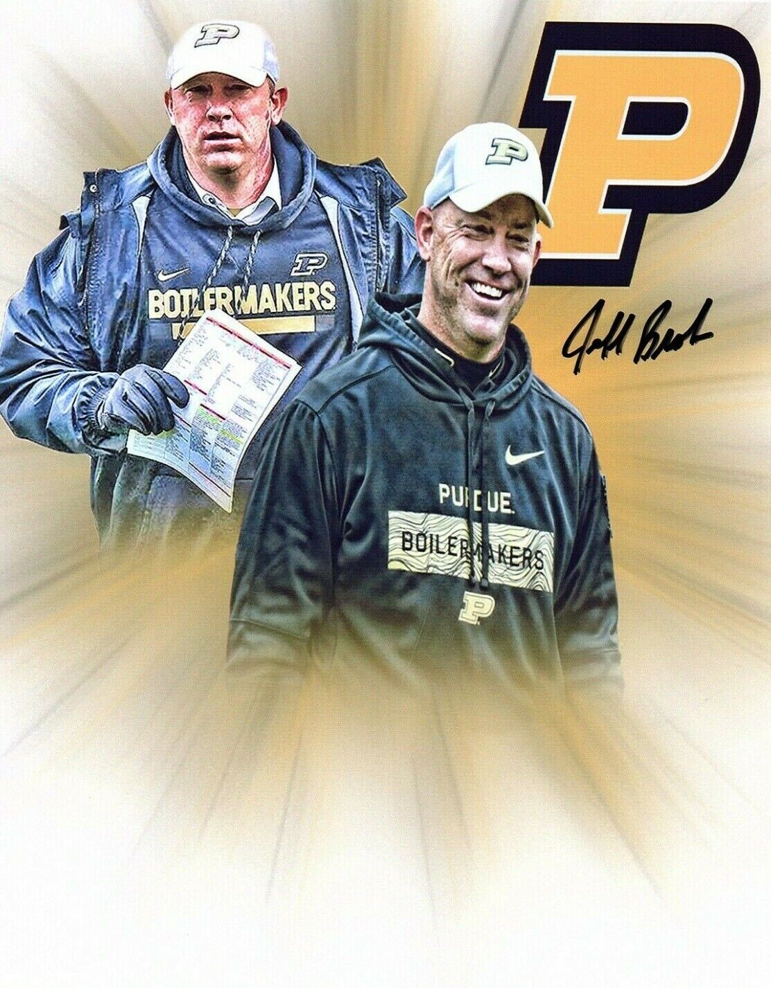 Jeff Brohm Purdue Boilermakers football autographed signed 8x10 Photo Poster painting Boiler Up