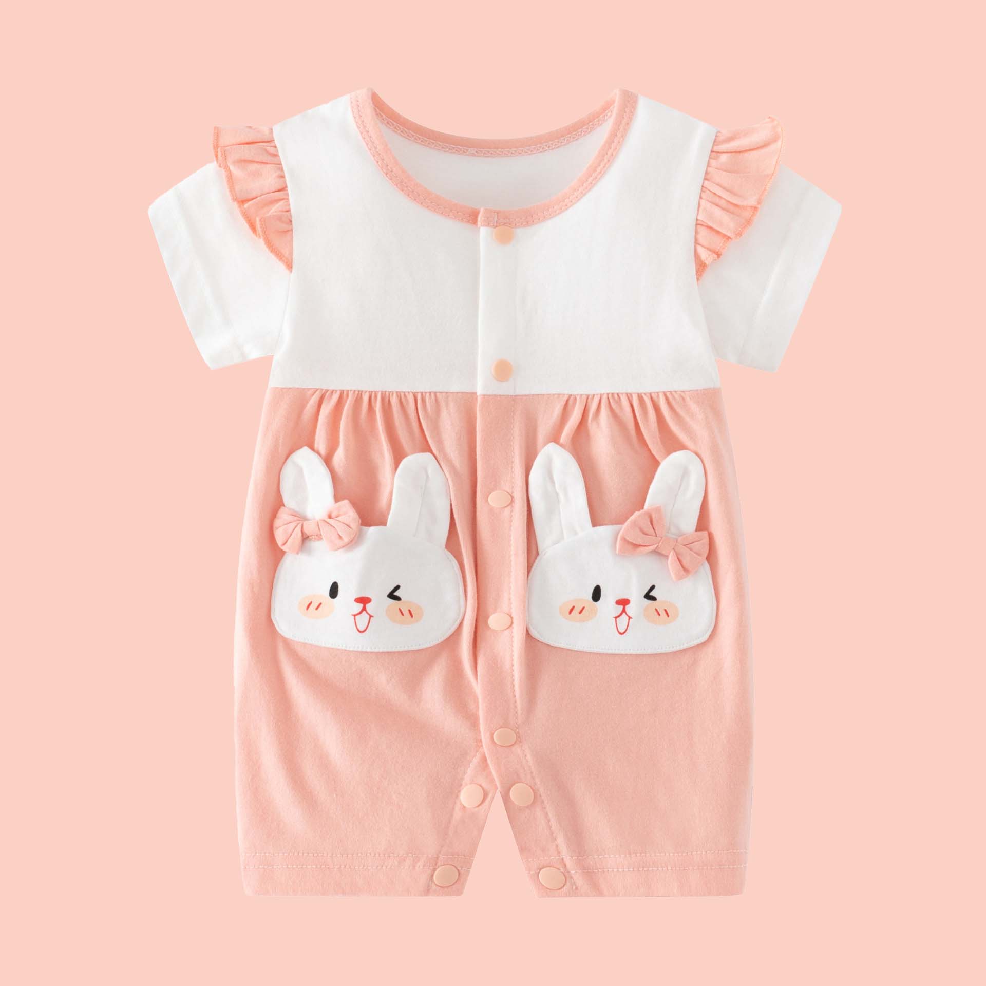 Baby Boy/Gril Pure Cotton Rabbit Pattern Short Sleeve Romper