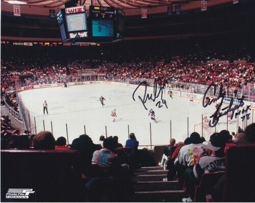 Andy Bathgate and Randy Moeller Signed New York Rangers 8x10 Photo Poster painting Hall of Famer