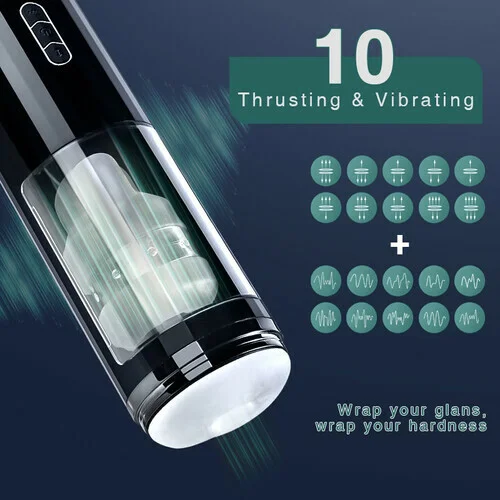 Edging 10 Powerful Thrusting Vibrating Automatic Male Masturbator Cup