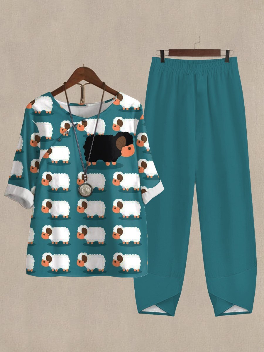 Black Leader Sheep Casual Two Piece Set
