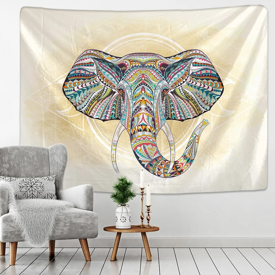 Mandala Tapestry Animal Indian Elephant Tiger Eagle Pattern Wall Hanging  Mat Beach Towel Blanket