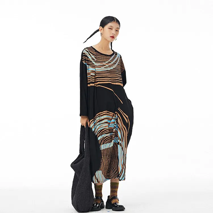 Striped Sleeveless Hollow Knitted Dress