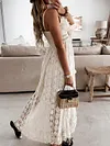 Lacy Crochet Condole Belt Midi Dress