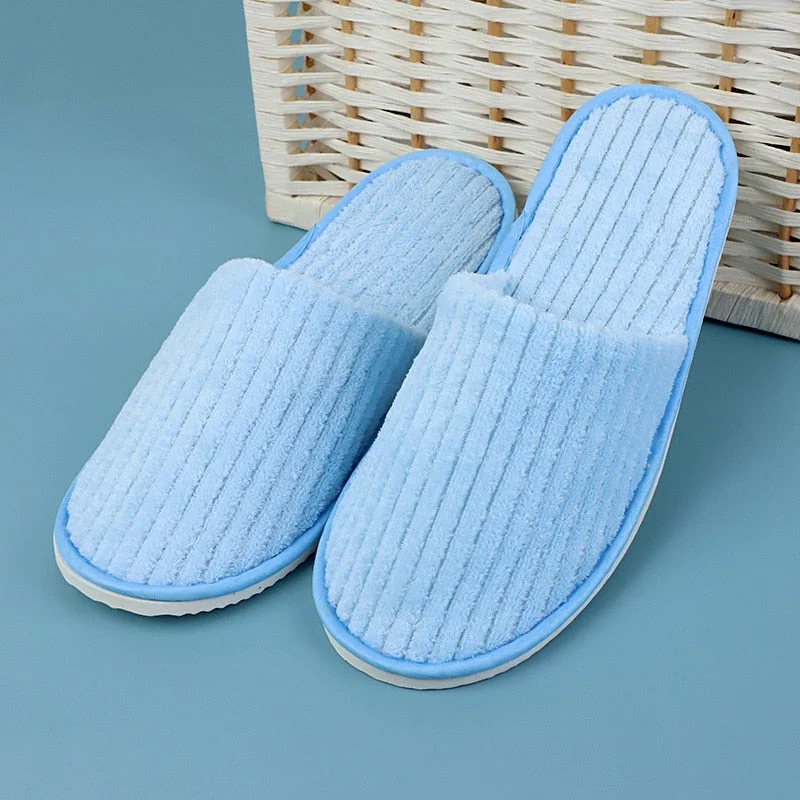 5 Pairs Winter Slippers Men Women  Hotel Disposable Slides Home Travel Sandals Hospitality Footwear One Size on Sale