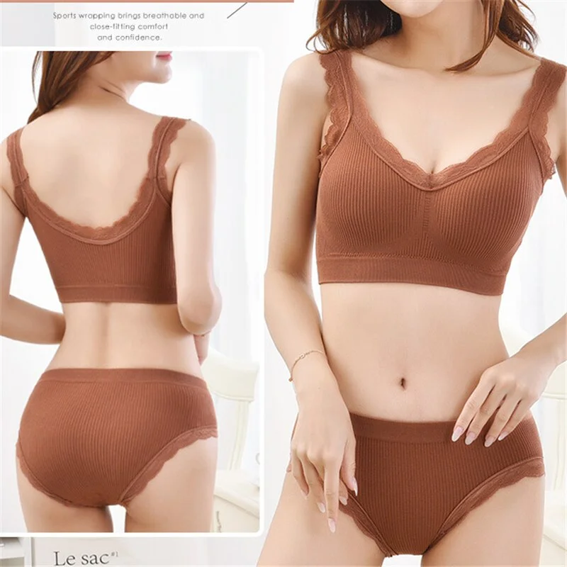 Billionm Lace Sexy Bra Set Women's Lingerie Brassiere Comfortable Without Steel Ring Fitness Underwear Bra Set