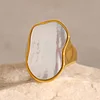 Irregular White Shell Golden Ring