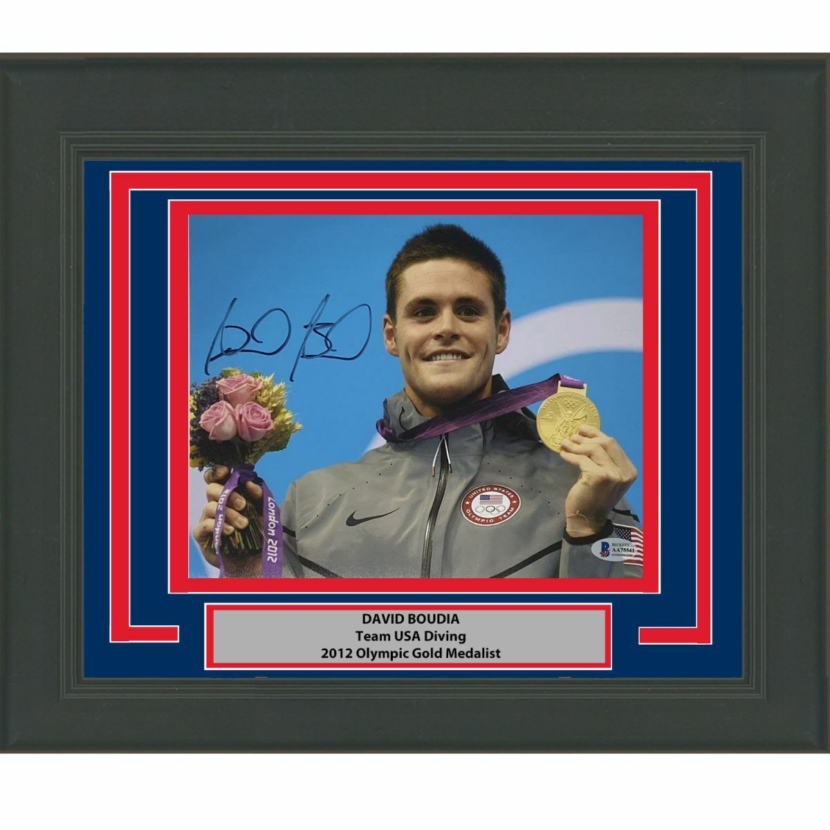 FRAMED Autographed/Signed DAVID BOUDIA Olympic 8x10 Swimming Photo Poster painting Beckett COA