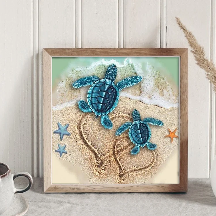 アトリエGG ChambleBlanche(turtle) 19½ Turtle On The Beach 11CT Stamped Cross Stitch 40*40CM