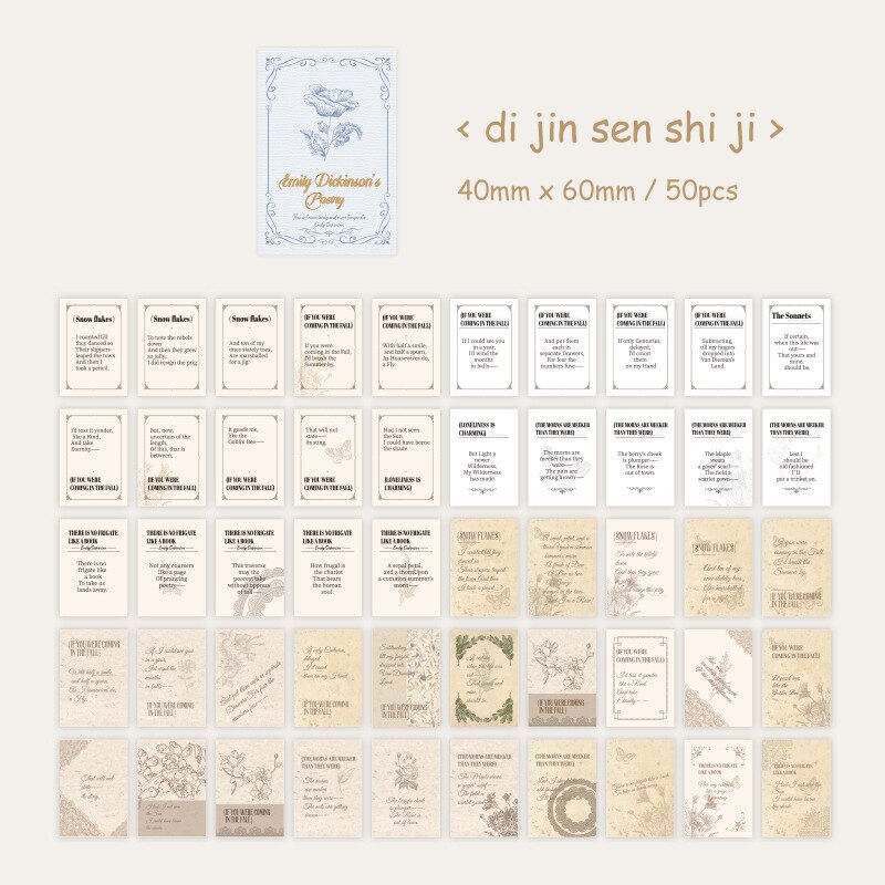 Journalsay 50 Sheets Lost Psalms Series Vintage English Material Bronzing Sticker Book