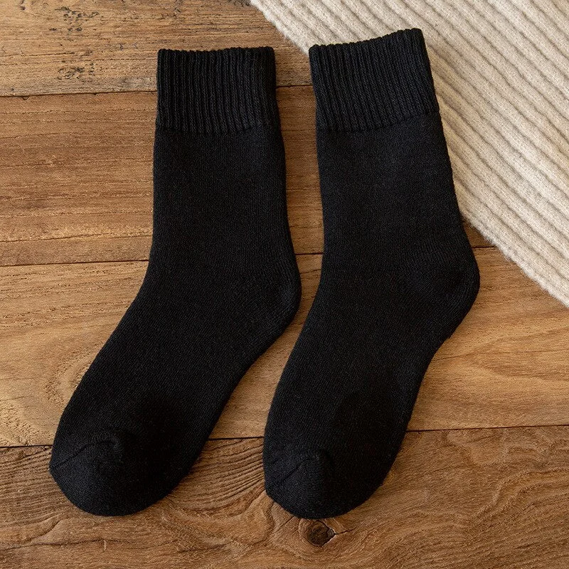 FINETOO 1 Pair Winter's Socks Solid Color Thicken Terry Socks Female Unisex Socks Fashion Letter Print Ankle Socks Keep Warm