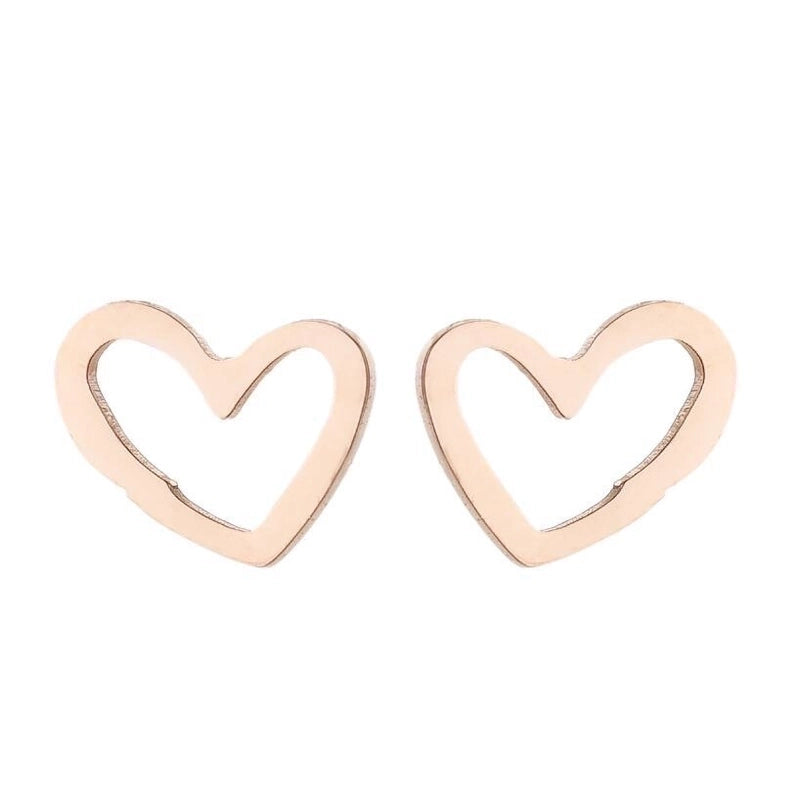 1 Pair Fashion Heart Shape 304 Stainless Steel 18K Gold Plated Ear Studs
