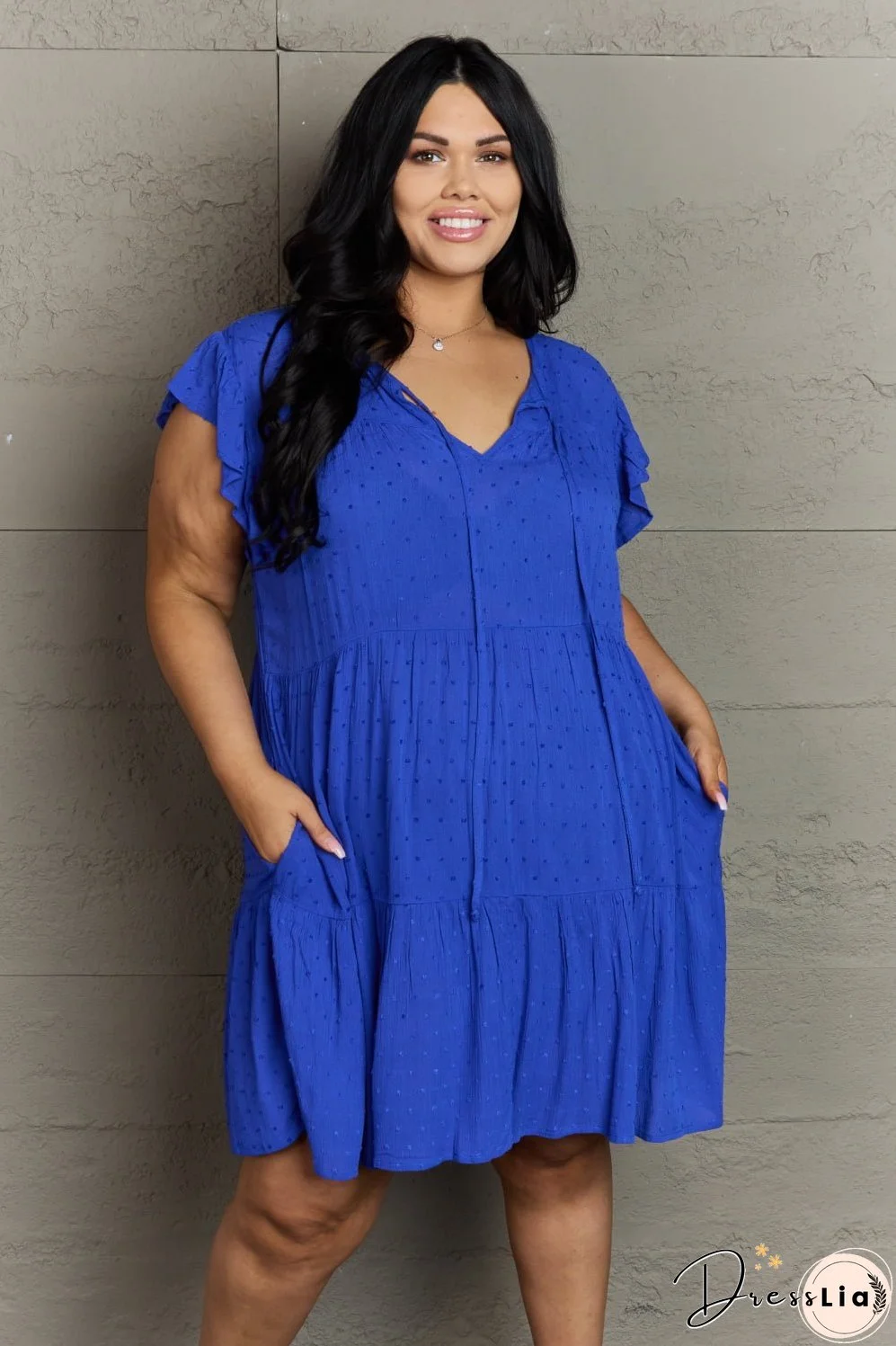 Culture Code Enchanting Elegance Full Size Peasant Neckline Tiered Dress