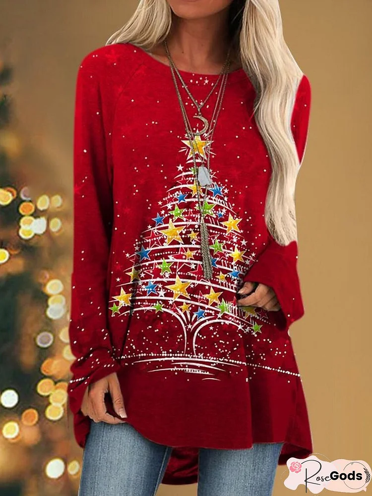 The Christmas Tree Raglan Sleeve Loosen Shirts & Tops